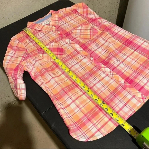 Studio Works NWT Women’s Pink Orange Coral PLAID BUTTON DOWN SHIRT BLOUSE SZ XL - Picture 9 of 9